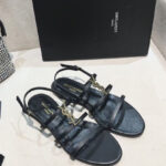Saint Laurent Women's Cassandra Sandals In Smooth Leather Black