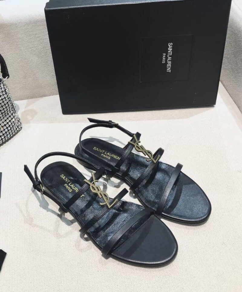 Saint Laurent Women's Cassandra Sandals In Smooth Leather Black