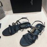 Saint Laurent Women's Cassandra Sandals In Smooth Leather Black