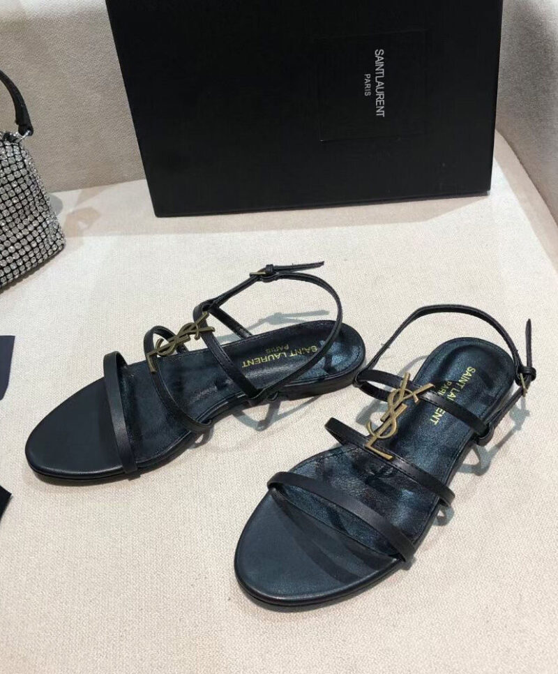 Saint Laurent Women's Cassandra Sandals In Smooth Leather Black
