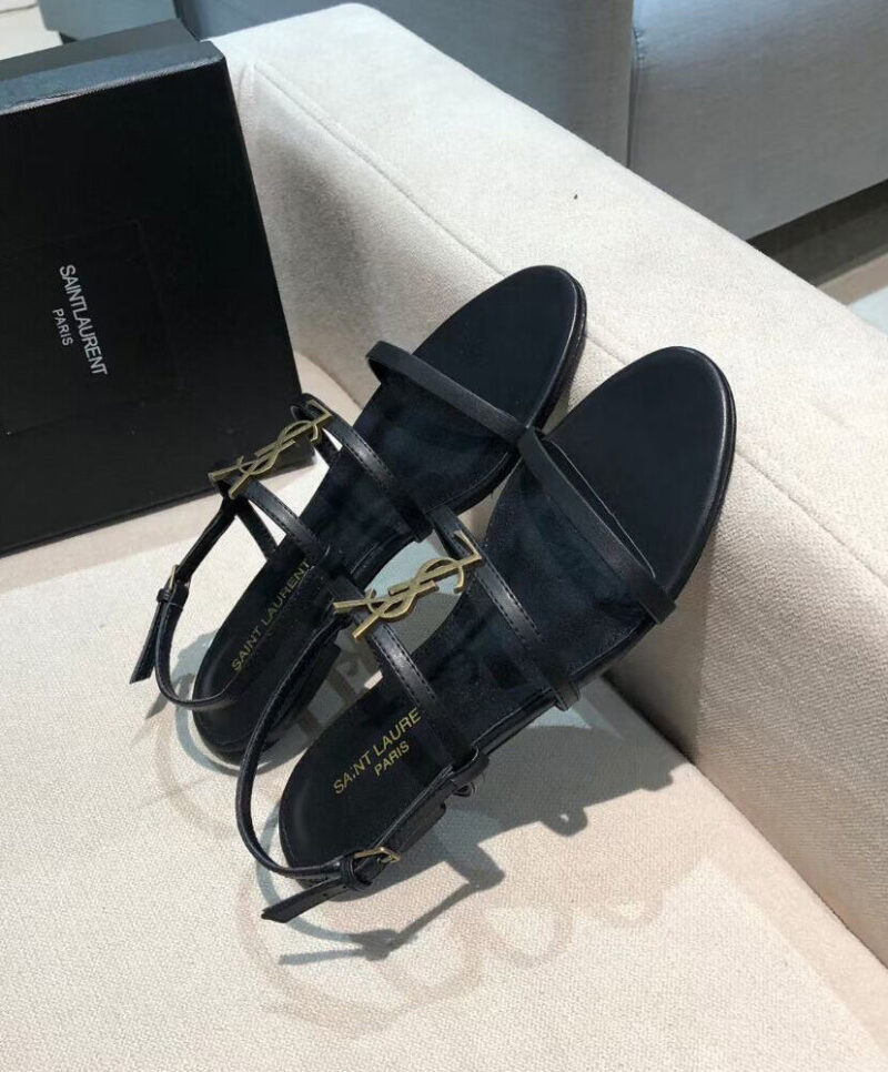 Saint Laurent Women's Cassandra Sandals In Smooth Leather Black