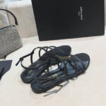 Saint Laurent Women's Cassandra Sandals In Smooth Leather Black
