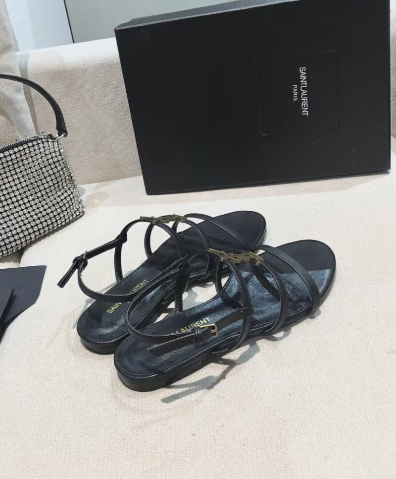 Saint Laurent Women's Cassandra Sandals In Smooth Leather Black