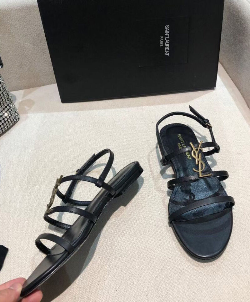 Saint Laurent Women's Cassandra Sandals In Smooth Leather Black