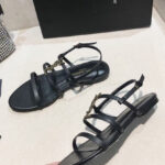 Saint Laurent Women's Cassandra Sandals In Smooth Leather Black