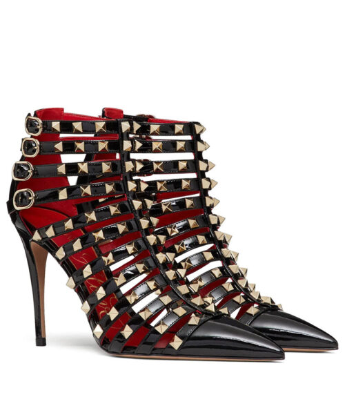 Valentino Women's Rockstud Alcove Patent-Leather Boot 100 MM Black