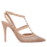 Valentino Women's Rockstud Mesh Pump With Crystals And Straps 100MM