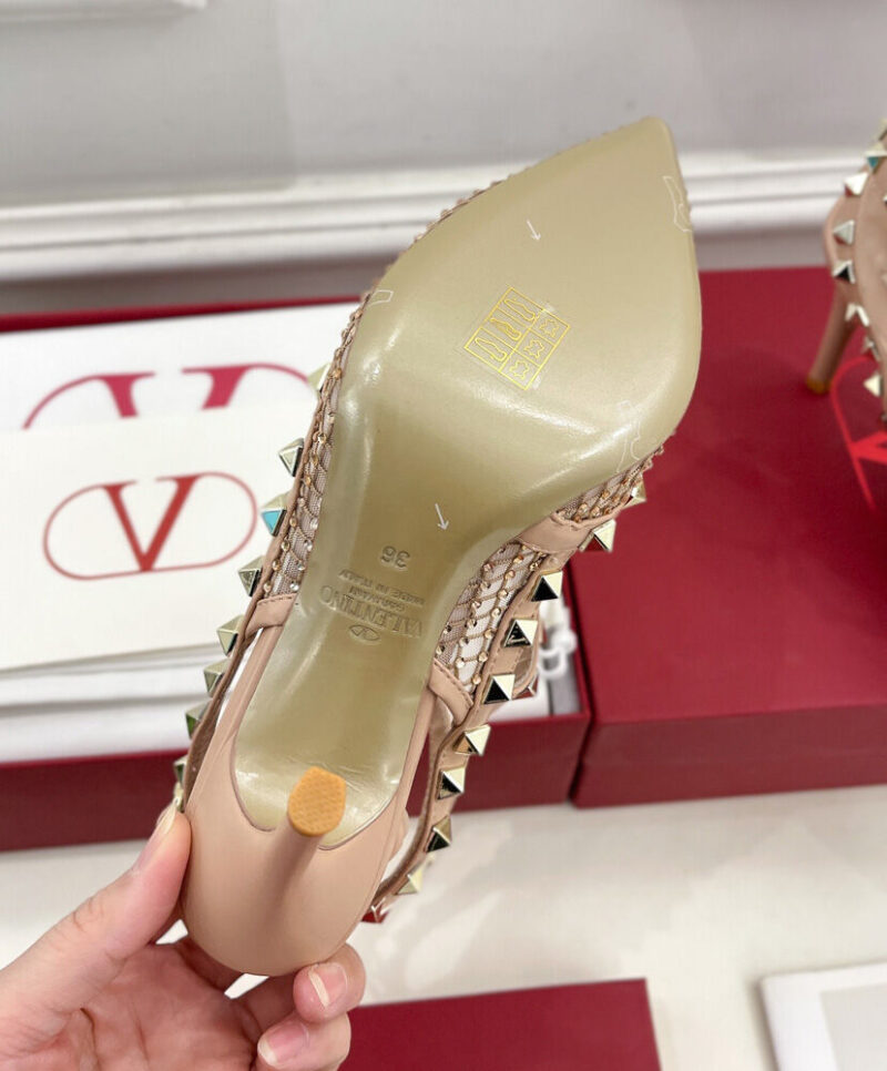 Valentino Women's Rockstud Mesh Pump With Crystals And Straps 100MM