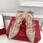 Valentino Women's Rockstud Mesh Pump With Crystals And Straps 100MM