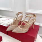 Valentino Women's Rockstud Mesh Pump With Crystals And Straps 100MM