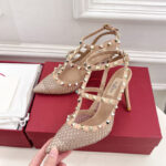 Valentino Women's Rockstud Mesh Pump With Crystals And Straps 100MM