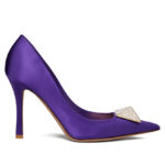 Valentino Women's One Stud Satin Pump With Stud And Crystals 100MM Purple