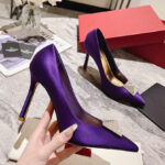 Valentino Women's One Stud Satin Pump With Stud And Crystals 100MM Purple