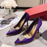 Valentino Women's One Stud Satin Pump With Stud And Crystals 100MM Purple