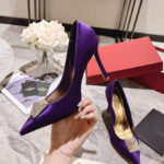 Valentino Women's One Stud Satin Pump With Stud And Crystals 100MM Purple