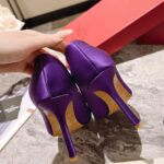 Valentino Women's One Stud Satin Pump With Stud And Crystals 100MM Purple