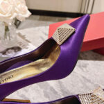 Valentino Women's One Stud Satin Pump With Stud And Crystals 100MM Purple
