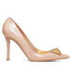 Valentino Women's One Stud Patent Leather Pump 100MM Cream