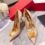 Valentino Women's One Stud Patent Leather Pump 100MM Cream