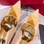 Valentino Women's One Stud Patent Leather Pump 100MM Cream