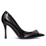 Valentino Women's One Stud Patent Leather Pump 100 MM Black