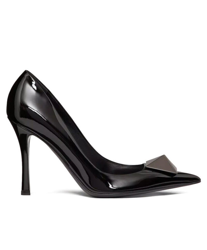 Valentino Women's One Stud Patent Leather Pump 100 MM Black