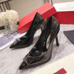 Valentino Women's One Stud Patent Leather Pump 100 MM Black
