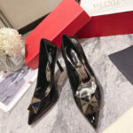 Valentino Women's One Stud Patent Leather Pump 100 MM Black