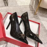 Valentino Women's One Stud Patent Leather Pump 100 MM Black
