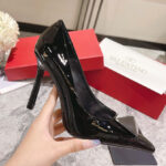 Valentino Women's One Stud Patent Leather Pump 100 MM Black