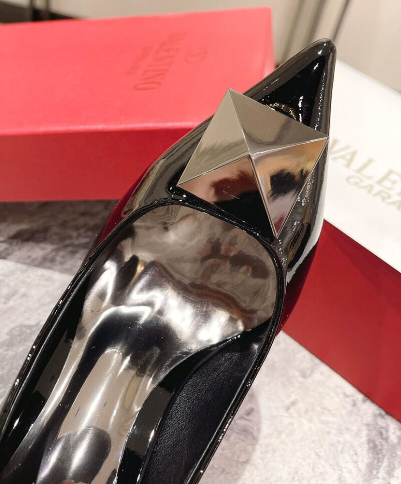 Valentino Women's One Stud Patent Leather Pump 100 MM Black
