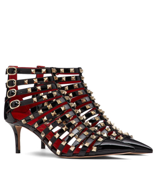 Valentino Women's Rockstud Alcove Patent-Leather Boot 60 MM Black