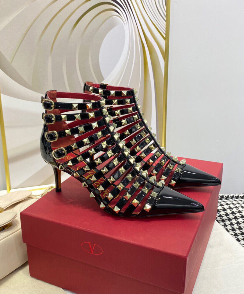 Valentino Women's Rockstud Alcove Patent-Leather Boot 60 MM Black