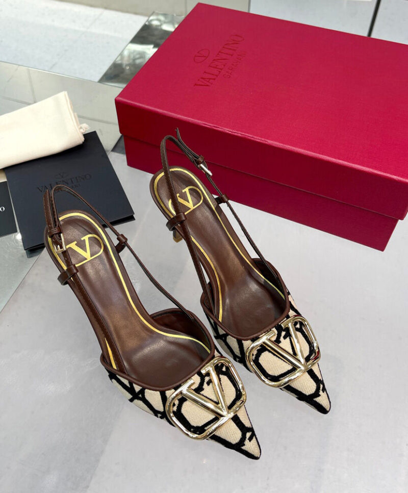 Valentino Women's Vlogo Signature Slingback Pump In Toile Iconographe 80MM