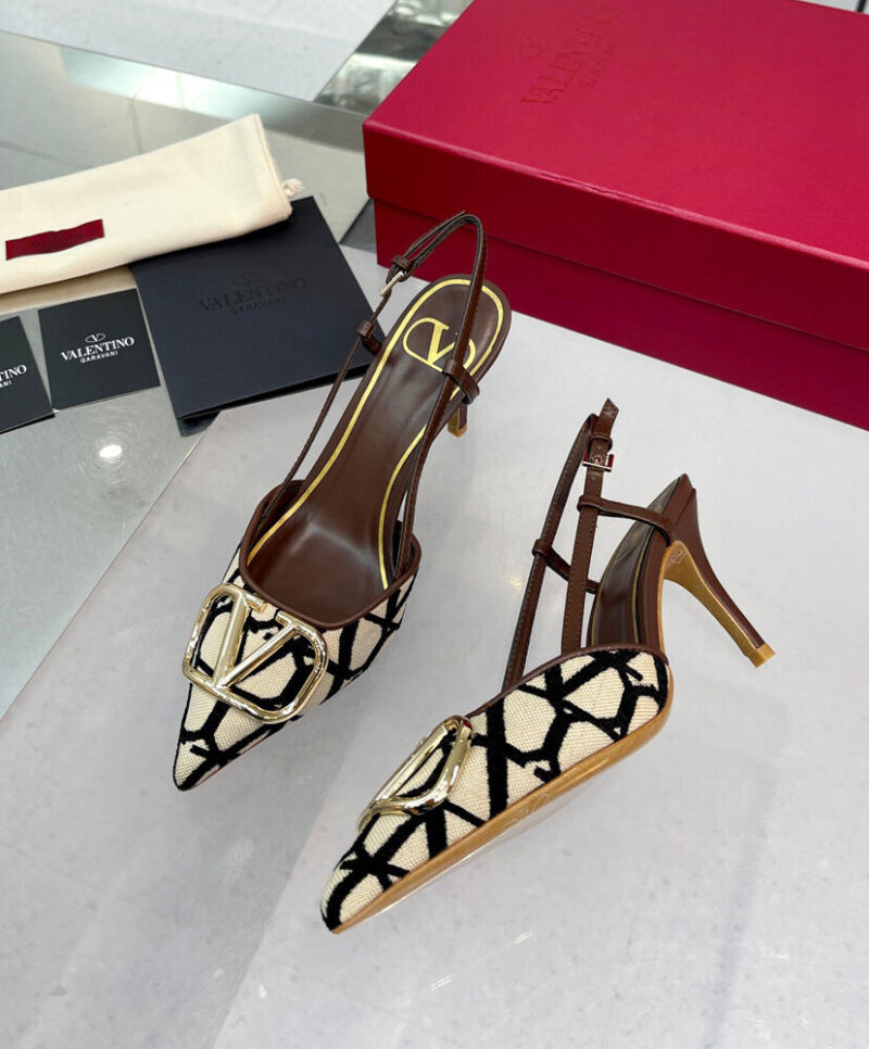 Valentino Women's Vlogo Signature Slingback Pump In Toile Iconographe 80MM