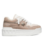 Valentino Unisex One Stud Xl Nubuck And Wool Sneaker Dark Coffee