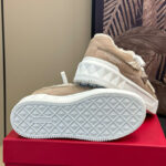 Valentino Unisex One Stud Xl Nubuck And Wool Sneaker Dark Coffee