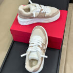 Valentino Unisex One Stud Xl Nubuck And Wool Sneaker Dark Coffee