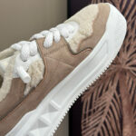 Valentino Unisex One Stud Xl Nubuck And Wool Sneaker Dark Coffee