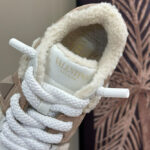 Valentino Unisex One Stud Xl Nubuck And Wool Sneaker Dark Coffee